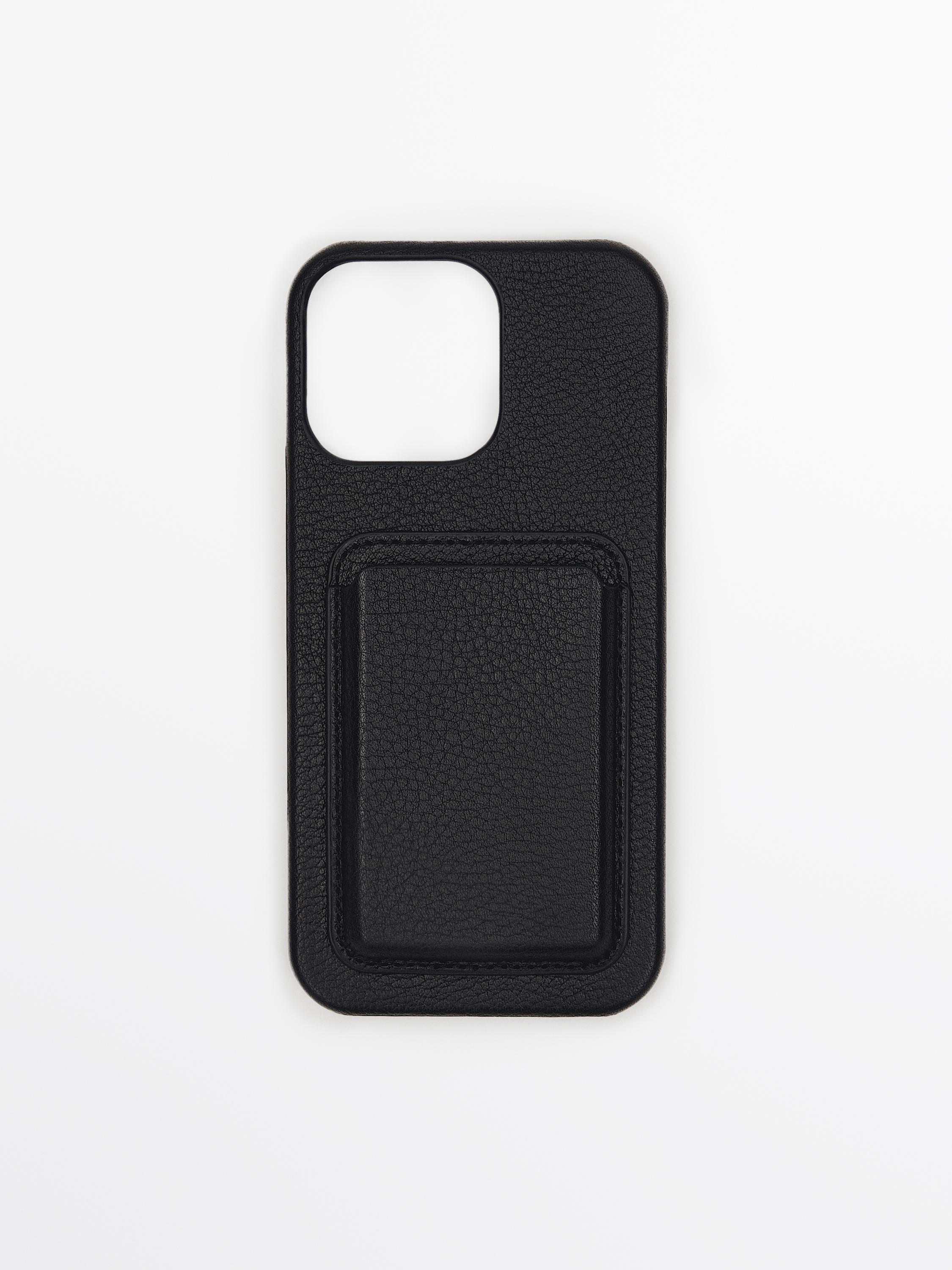 Nappa leather iPhone Pro Max case — Black