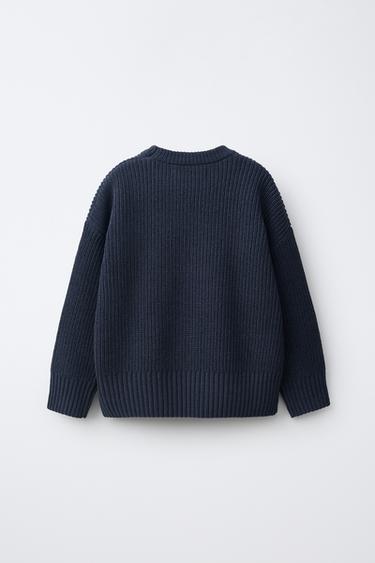 STRUCTURED KNIT SWEATER — Blue / Gray 2