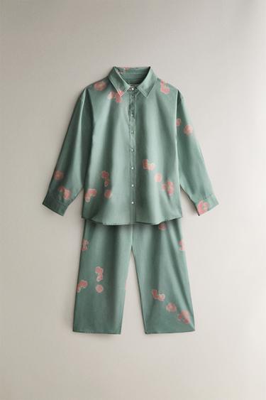 CHEMISE COTON FLORALE - Vert / Bleu de Zara - Image 3