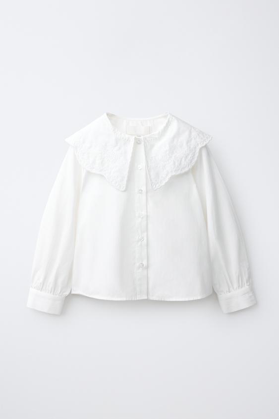 EMBROIDERED PETER PAN COLLAR SHIRT - White by Zara - Image 0