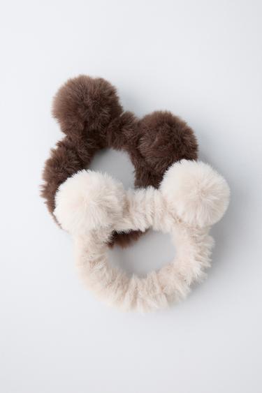 PACK OF TWO FAUX FUR EAR SCRUNCHIES - Ecru by Zara - Image 1