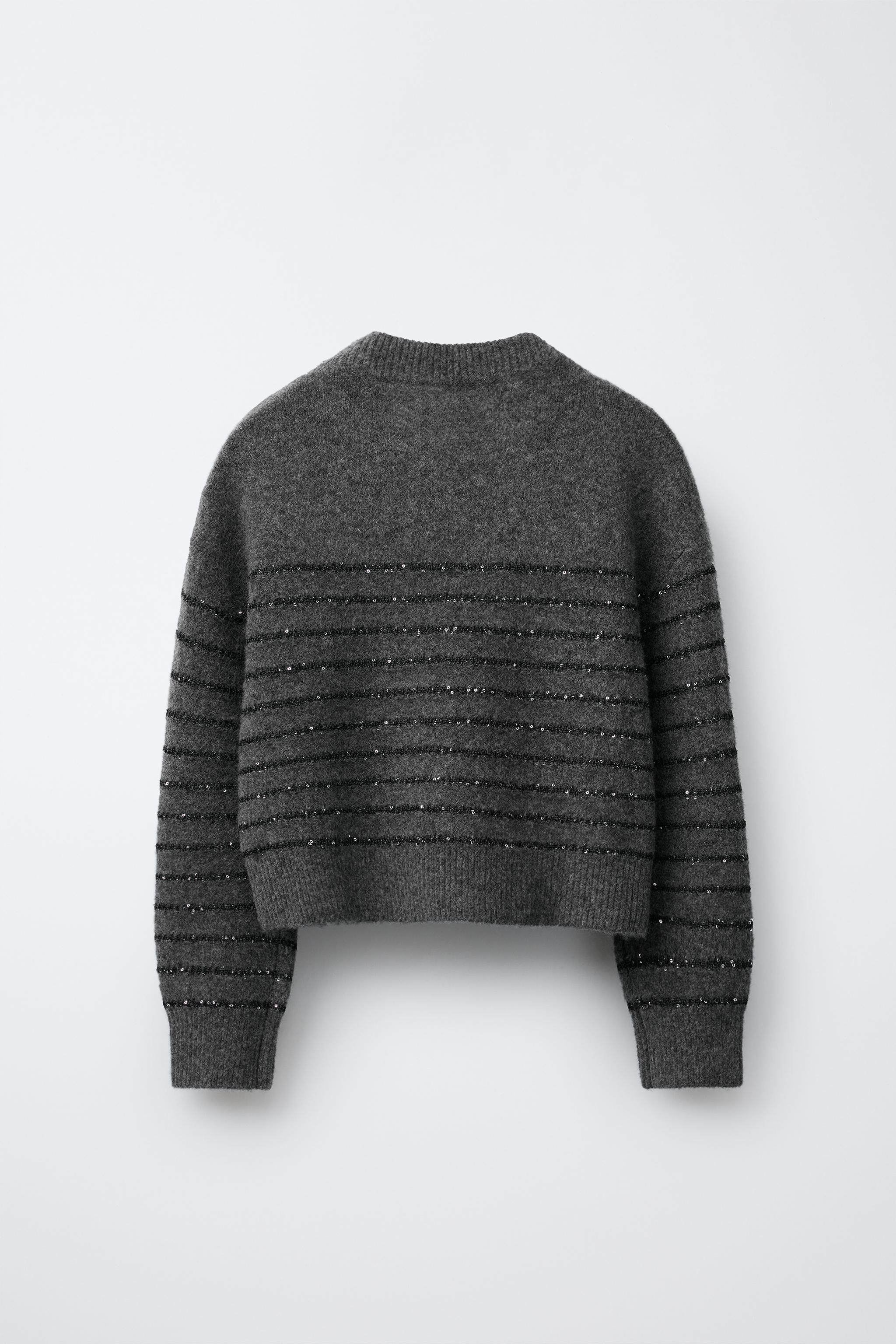 STRIPED SEQUIN KNIT SWEATER - striped | ZARA United States