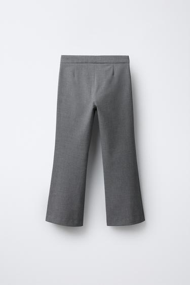 HERRINGBONE FLARED TROUSERS - Grey by Zara - Image 1