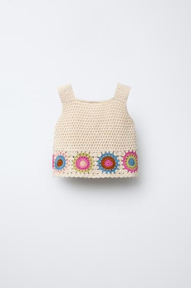 CROCHET KNIT TOP - Ecru by Zara - Image 1