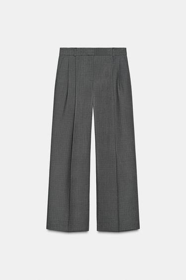 PANTALÓN ANCHO PINZAS - Gris topo de Zara