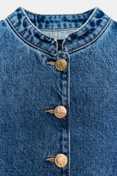Z1975 DENIM JACKET WITH GOLD BUTTONS - Mid-blue by Zara - Image 6