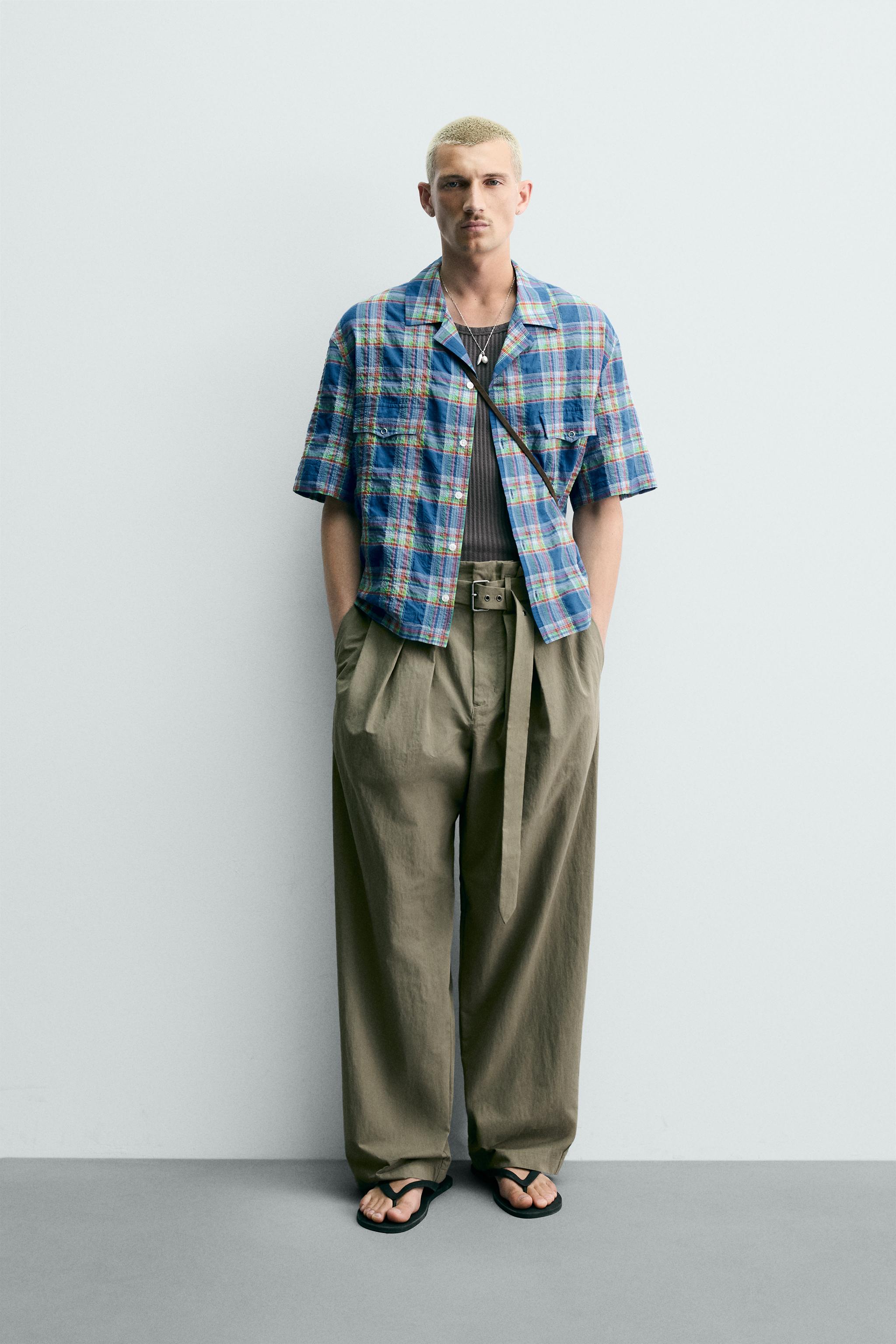 リラックスフィット チェックシャツ - ミディアムブルー | ZARA Japan