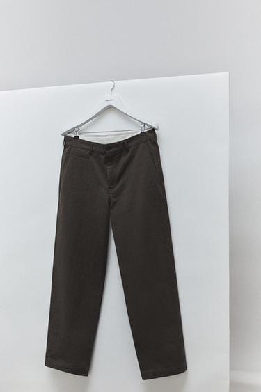 STRAIGHT-LEG CHINO TROUSERS - Brown by Zara