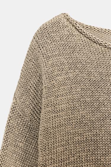 KNIT BOAT NECK JUMPER - Sand by Zara - Image 9