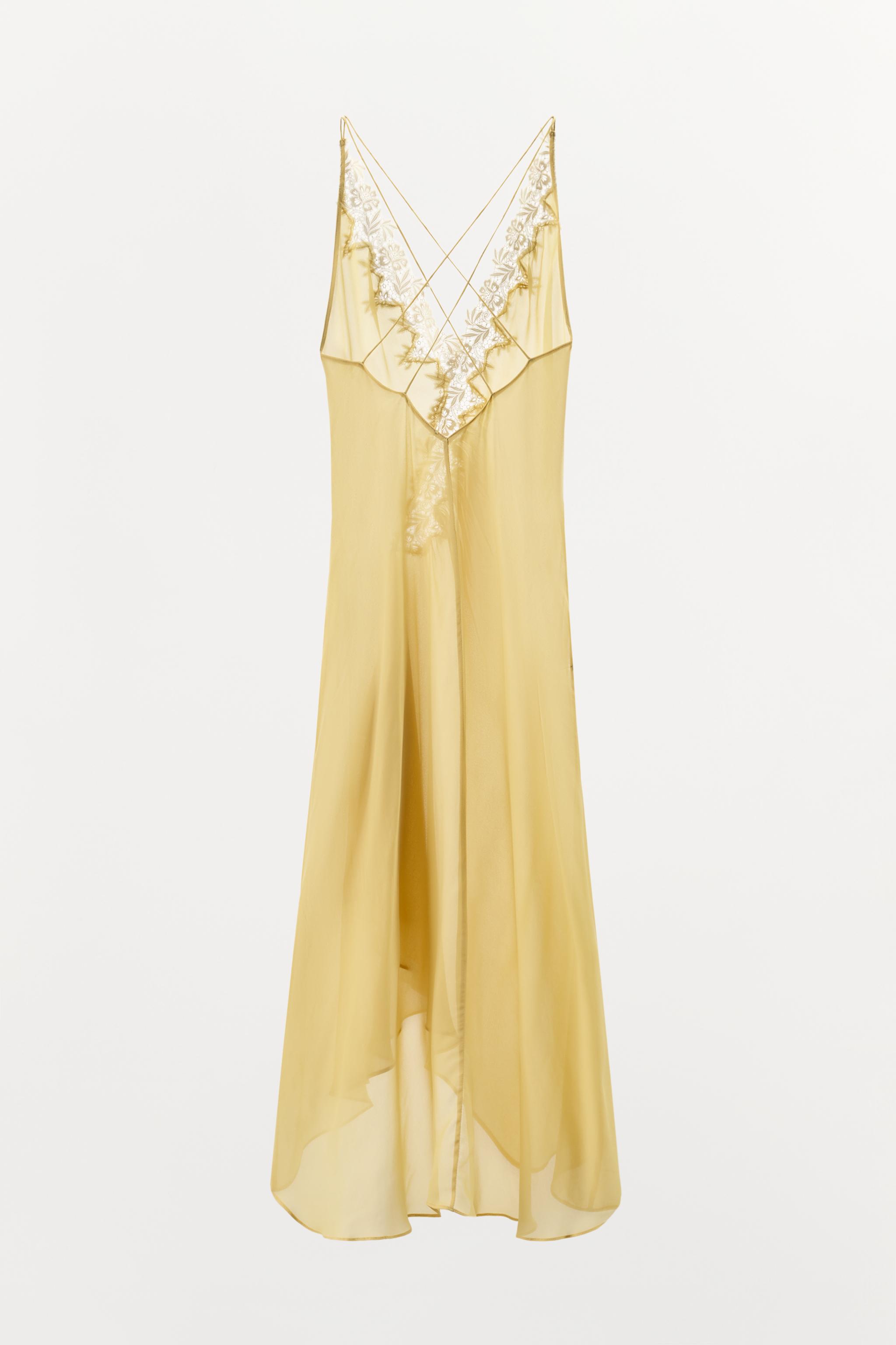 ROBE EN GEORGETTE À DENTELLE ET VOLANTS