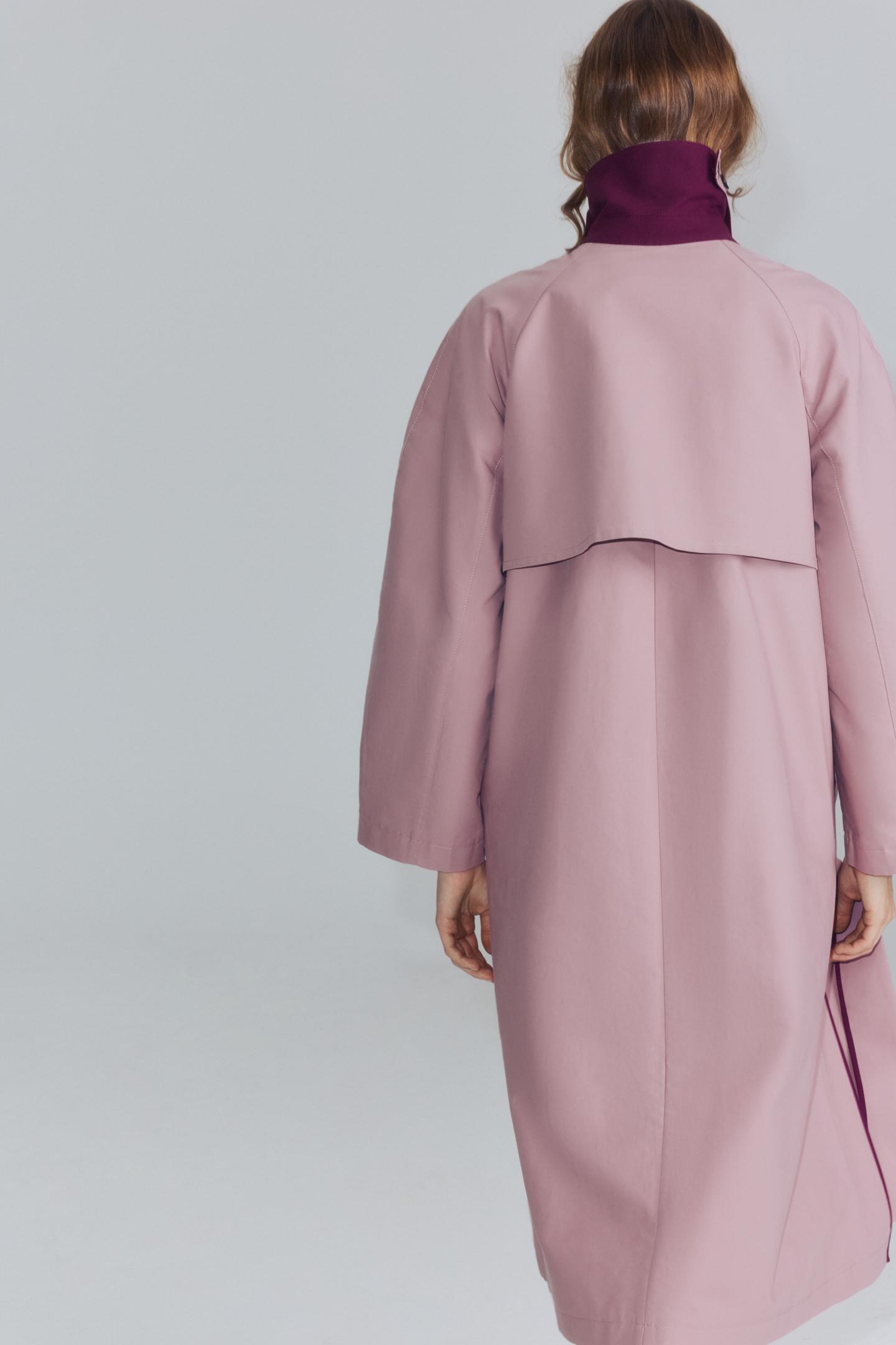 Женское пальто Zara ZW Collection Double-Breasted Long Trench, цвет: Розовый — фото 3