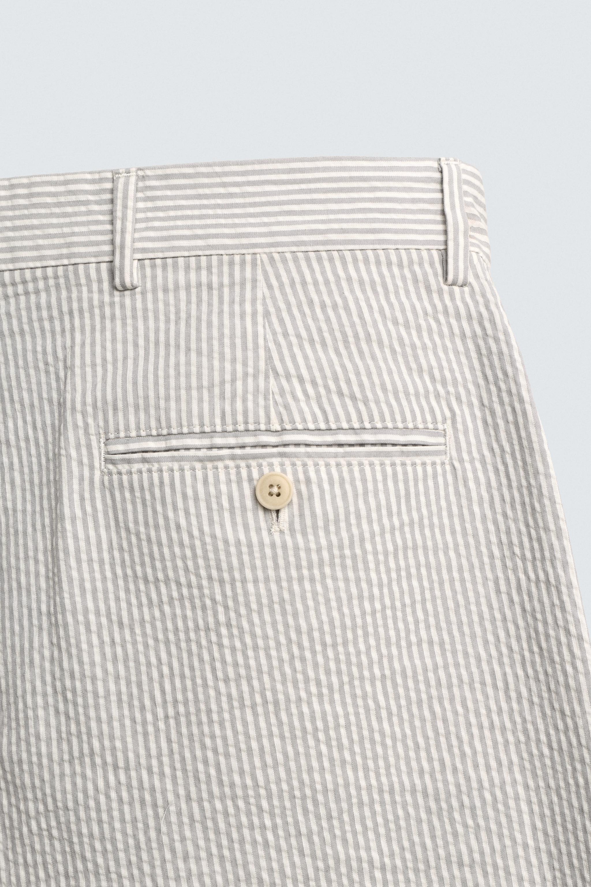 PANTALON STRAIGHT FIT EN SEERSUCKER