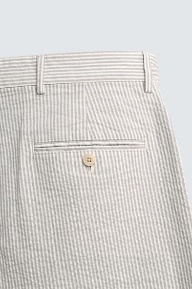 STRAIGHT-LEG SEERSUCKER TROUSERS - striped by Zara - Image 9