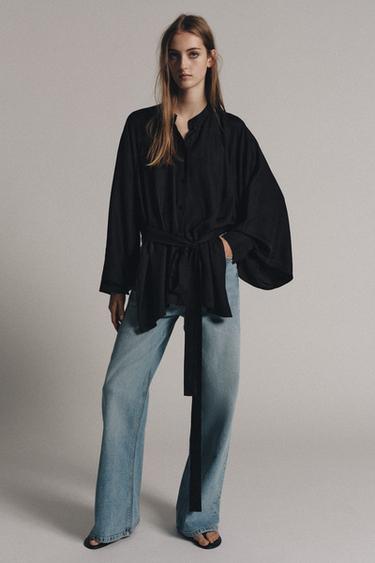 ZW COLLECTION BELTED SHIRT - Black by Zara - Image 0