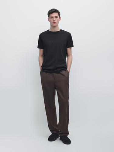 Zara 100% mercerised cotton T-shirt - Black - Image 0