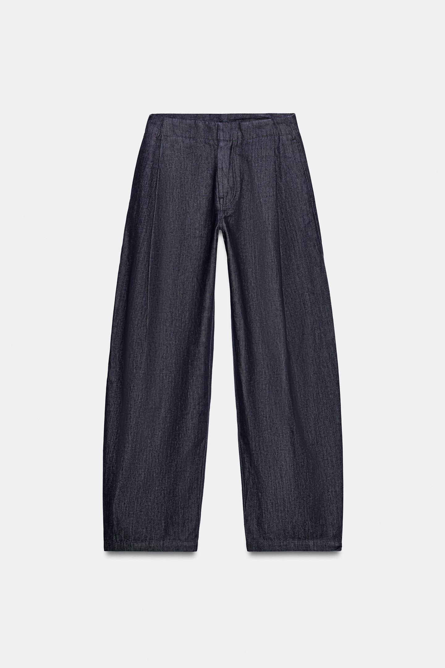 Женские джинсы Zara Mid-Rise ZW Collection Barrel, цвет: Синий — фото 6
