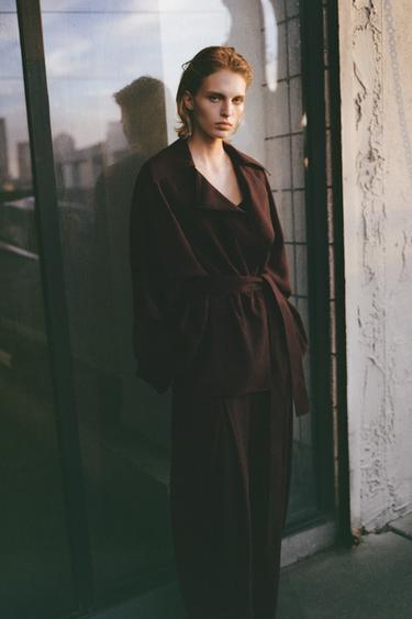 ZW COLLECTION FLOWING DARTED TROUSERS - Brown by Zara