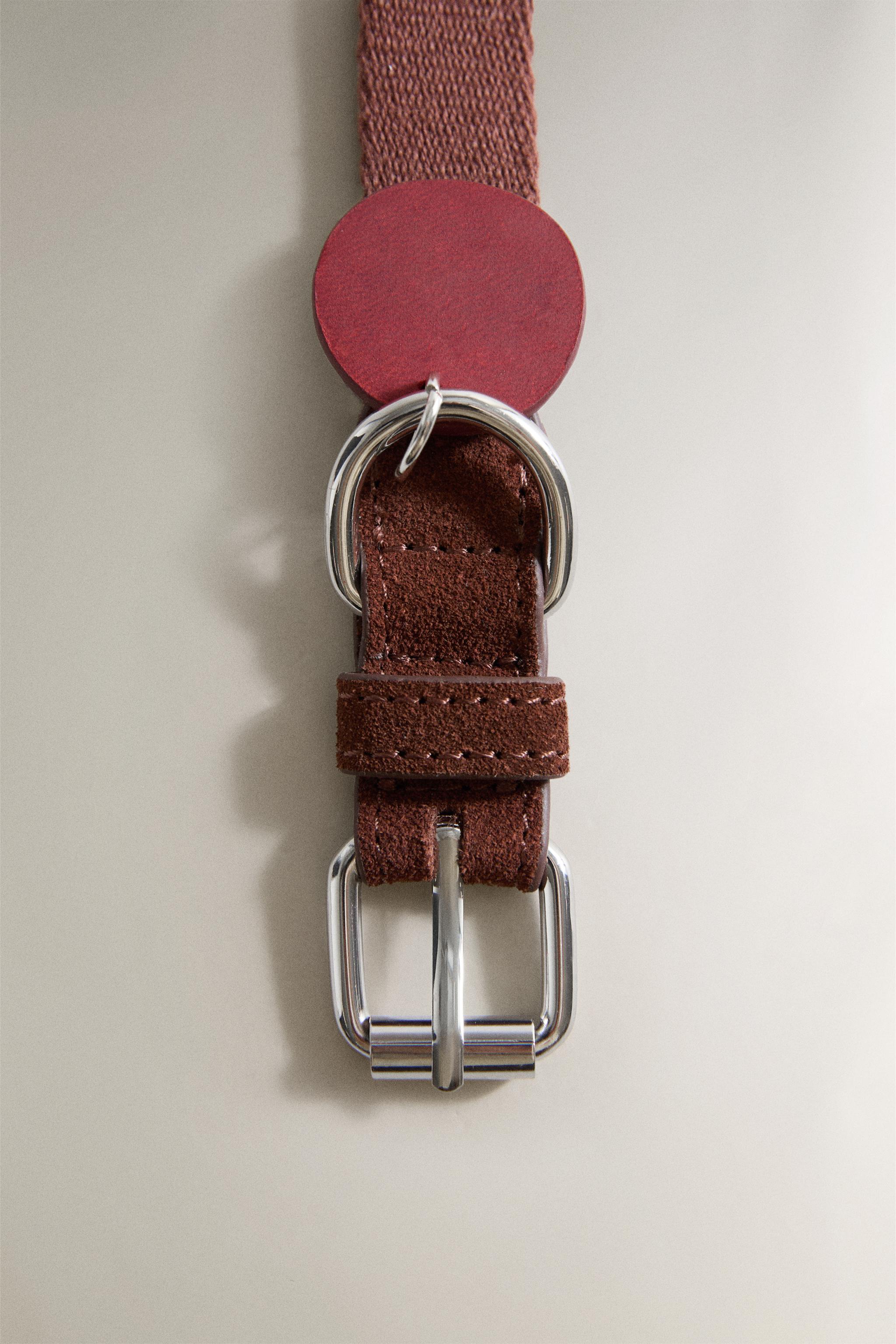 LEATHER PET COLLAR — Burgundy