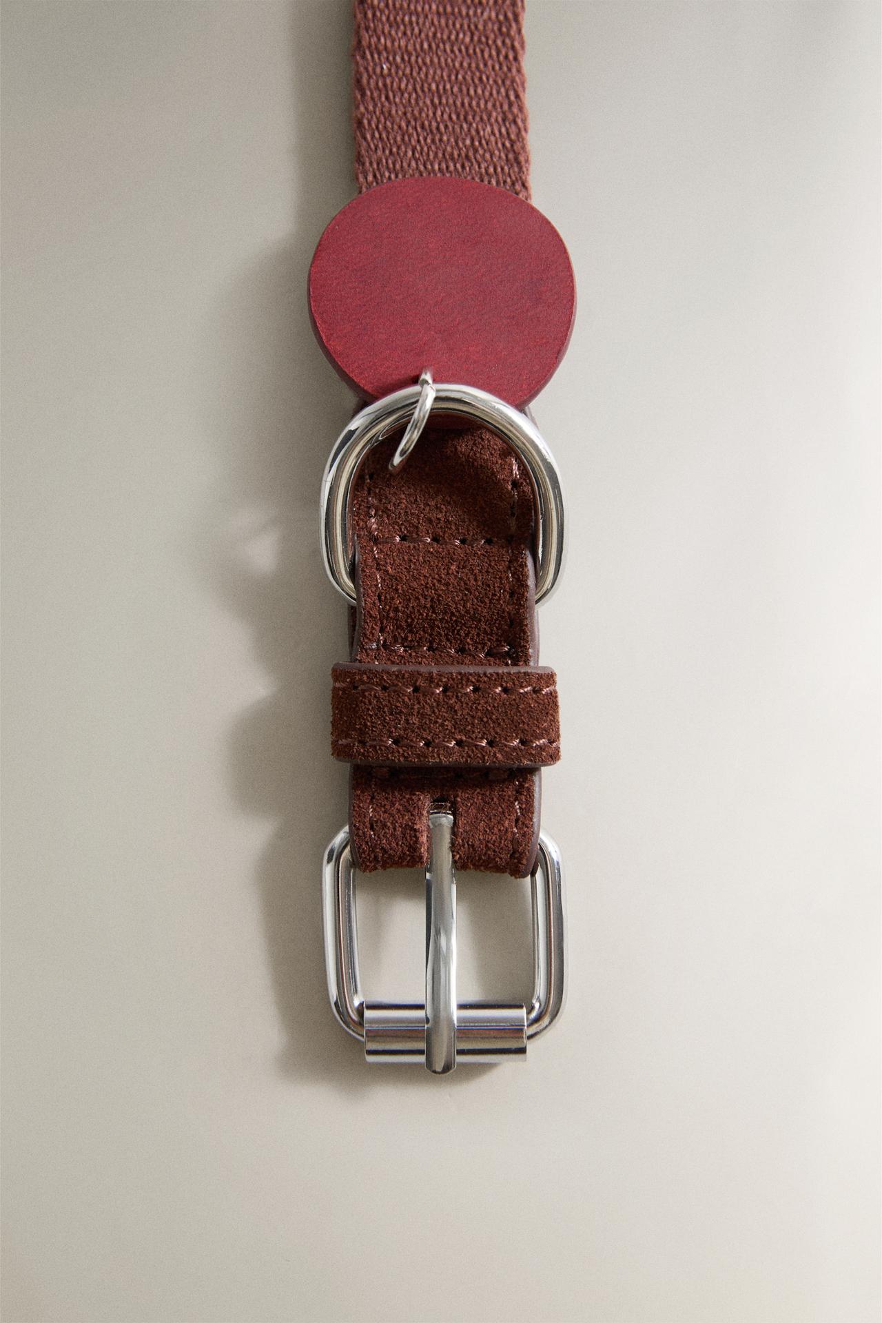 LEATHER PET COLLAR — Burgundy