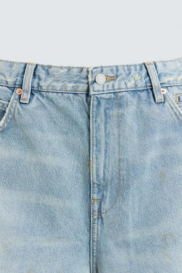 VINTAGE EFFECT BAGGY FIT DENIM BERMUDA SHORTS - Light blue by Zara - Image 7