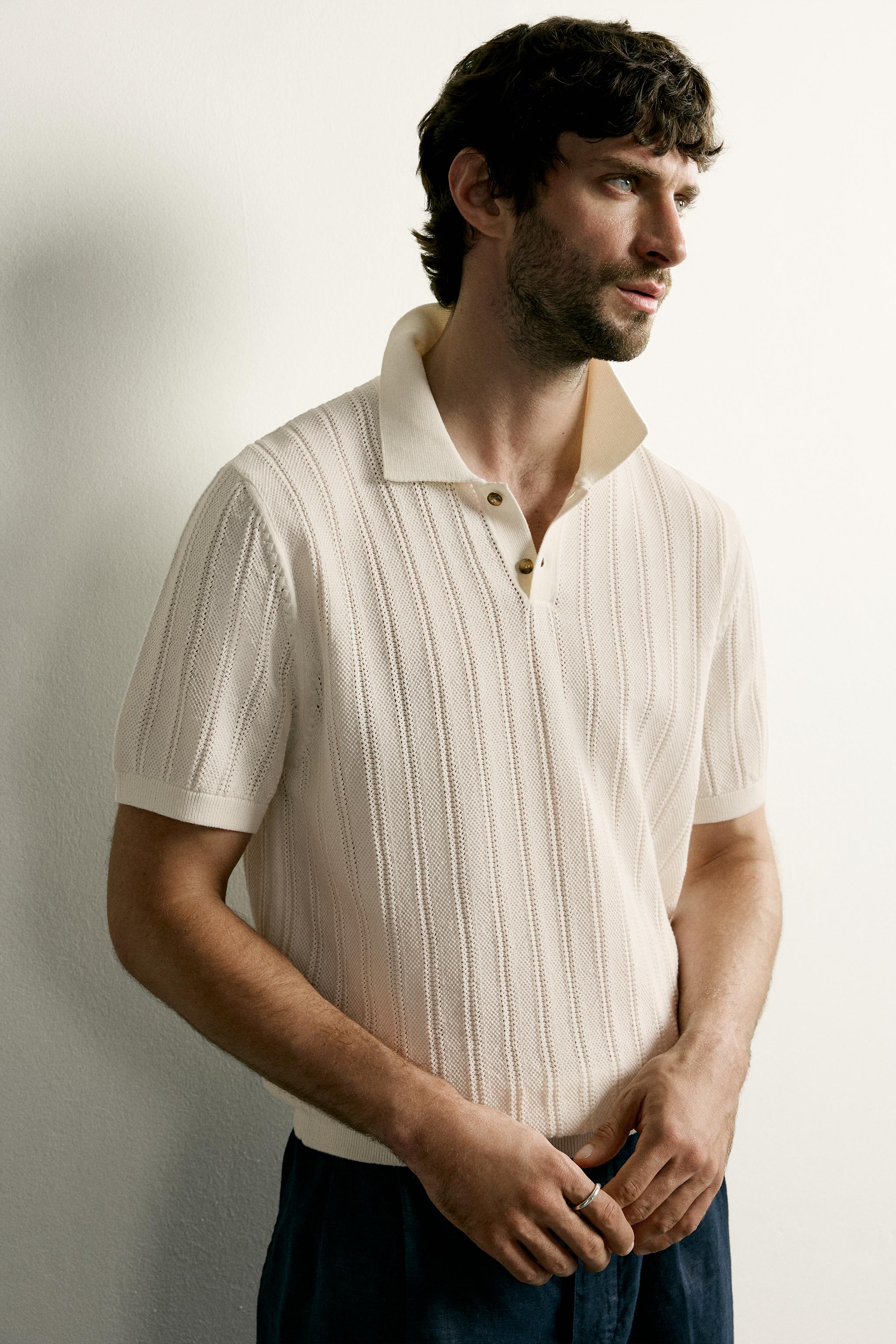 OPEN-KNIT TEXTURED POLO - thumbnail 6