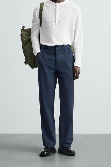 Zara WASHED CARPENTER PANTS - Indigo