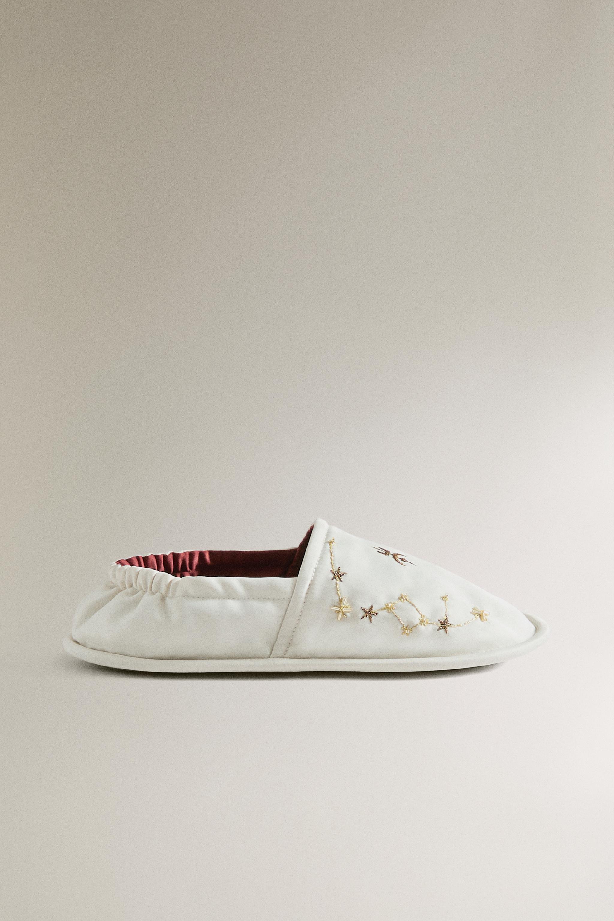 Женские тапочки Zara EMBROIDERED LEATHER-SOLE MOROCCAN SLIPPERS MARISA BERENSON