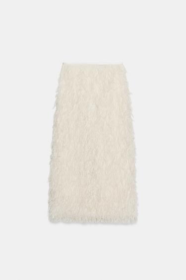 Zara FEATHER SKIRT ZW COLLECTION LIMITED EDITION - Ecru