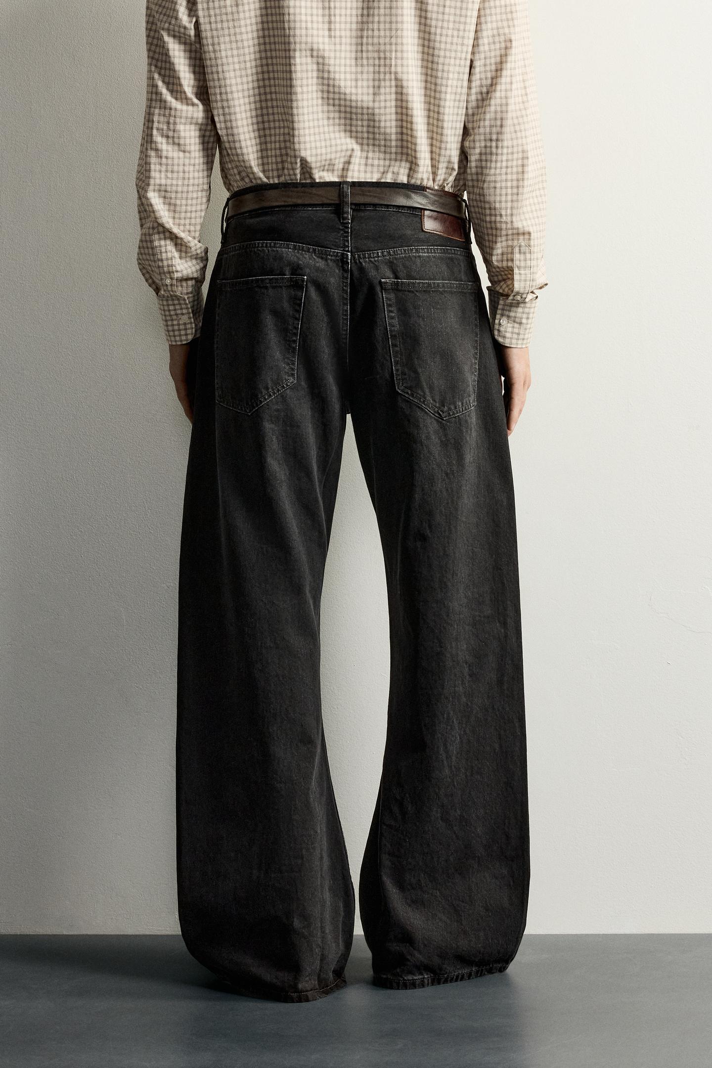 Мужские джинсы Zara Barrel Flare Fit, цвет: Чёрный — фото 3