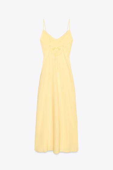 ROBE MIDI STYLE LINGERIE AVEC RAMIE - Jaune de Zara - Image 5