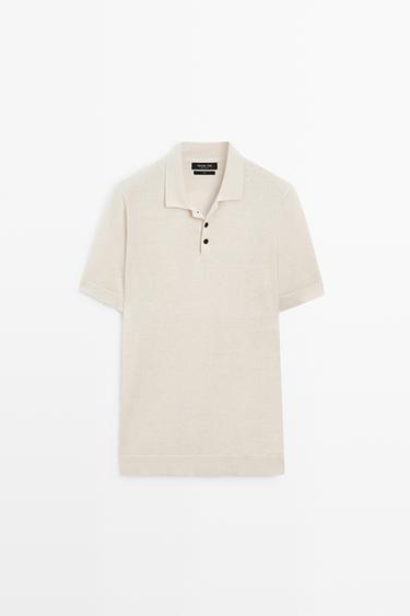 Jersey punto manga corta 100% lino - Mantequilla de Zara