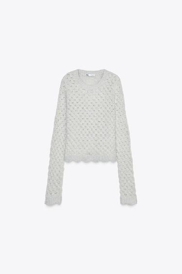 KNIT SWEATER - Pearl grey by Zara