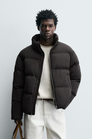 Zara RELAXED FIT PUFFER JACKET - Brown