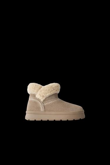 WINTER LEATHER BOOTS - Taupe Grey by Zara - Image 0