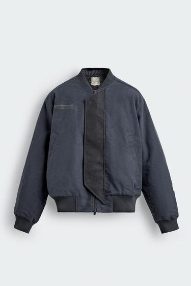 Zara TEXTURED BOMBER JACKET X SR_A - Blue / Gray