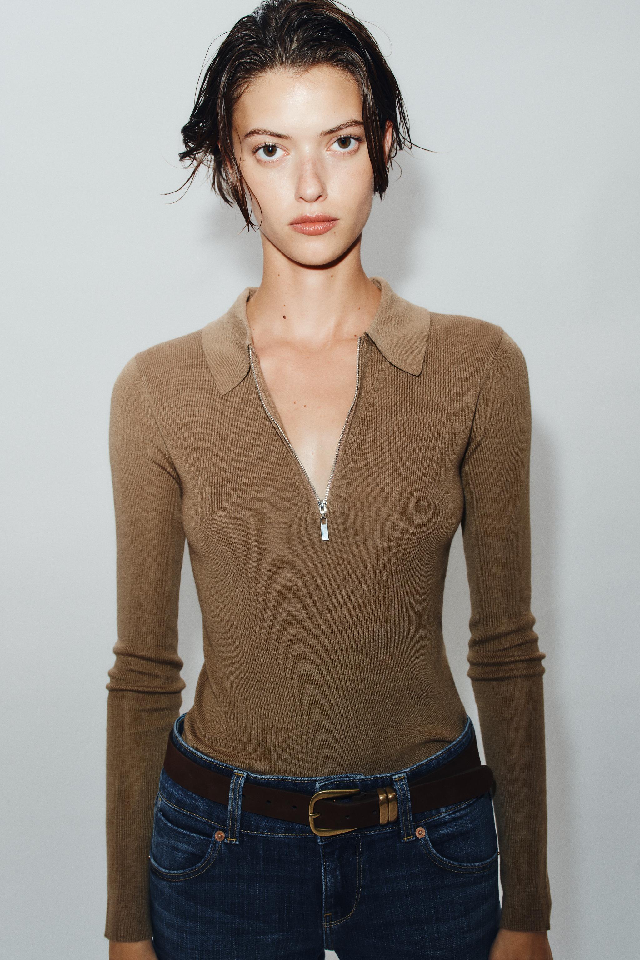Zara FERMUARLI TRİKO POLO görsel 2