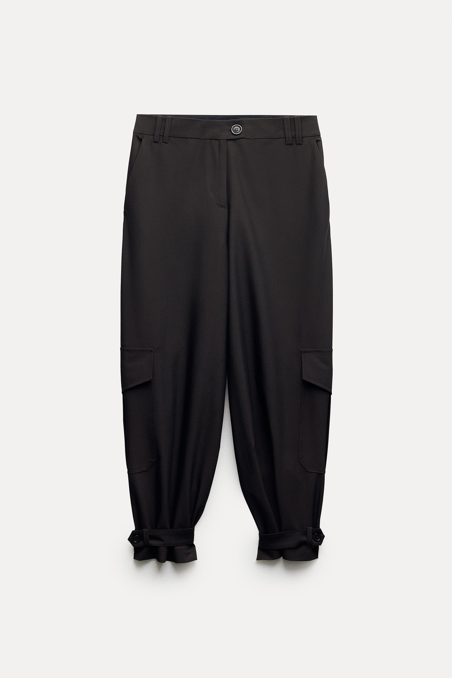 NWT Zara Black Trousers With Side Pockets in XS  Black trousers, Zara  black, Leather jogger pants
