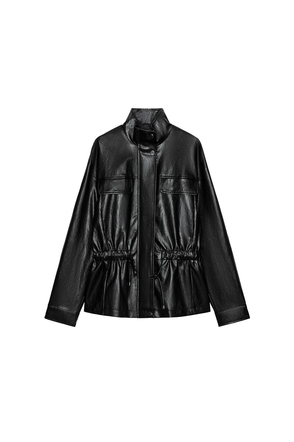 FAUX LEATHER HIGH COLLAR JACKET - image 3