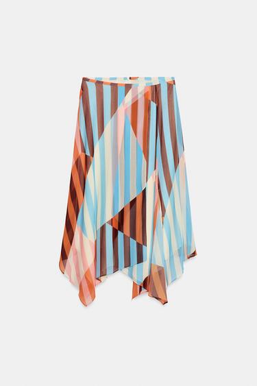 ASYMMETRIC MIDI SKIRT - Multicoloured by Zara - Image 0