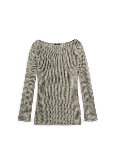 Pull en maille ajourée de coton mélangé - Vert gris de Zara