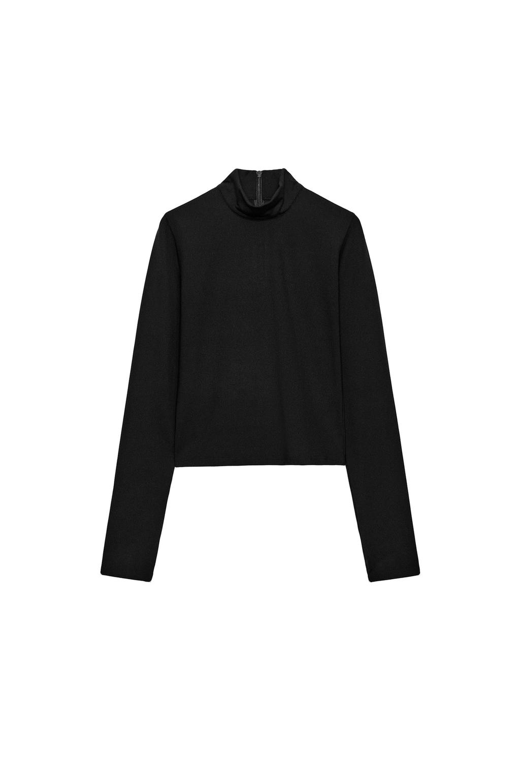 Stretch Zip Top - Black by Zara