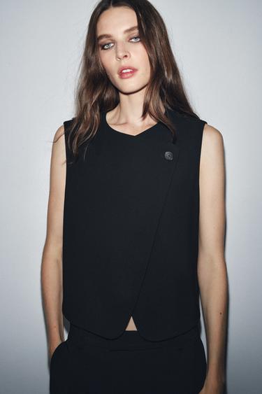 JELEK I KRYQËZUAR ME KOPË ZW COLLECTION - E zezë nga Zara