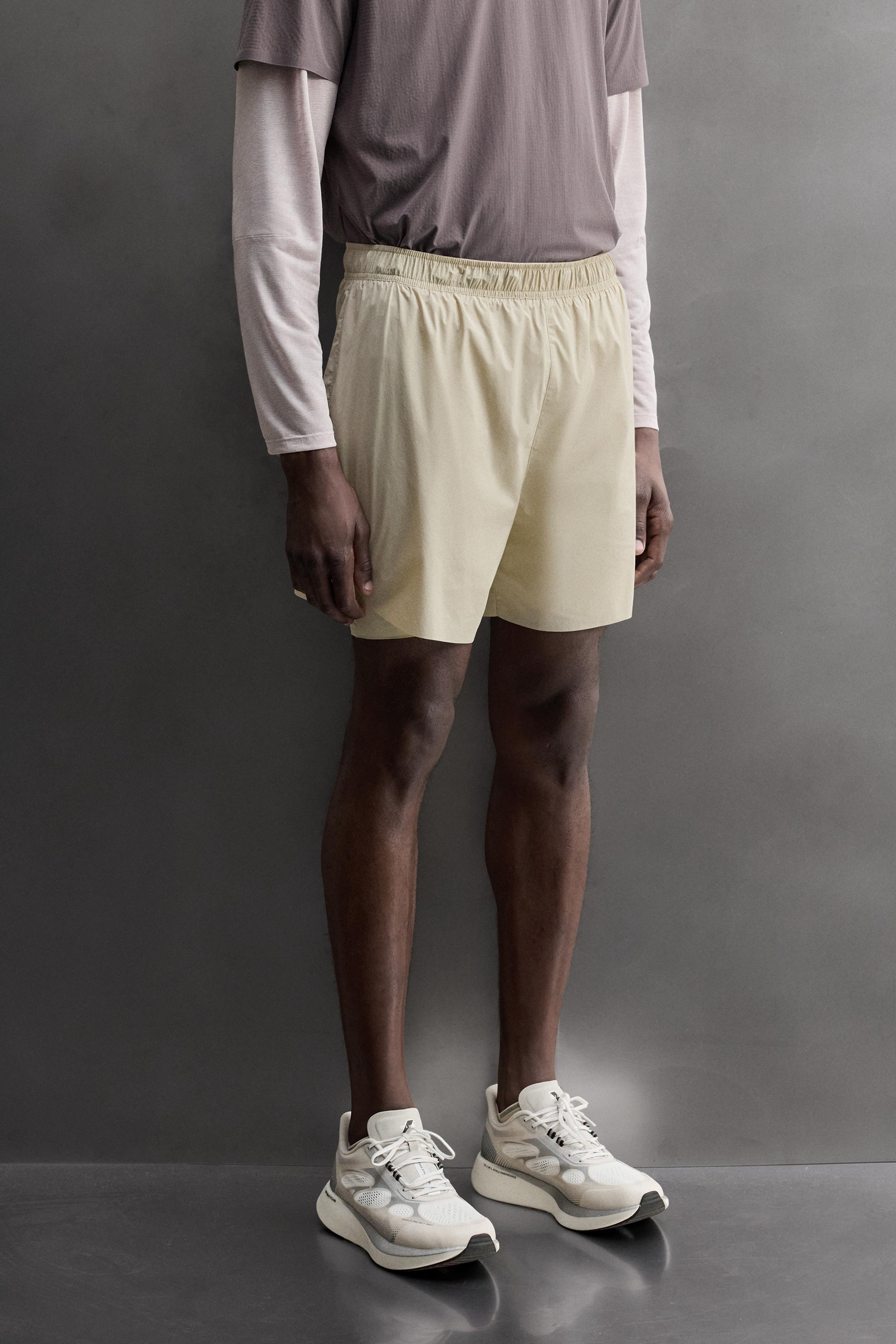 2-IN-1 RUNNING SHORTS — Gray / Beige