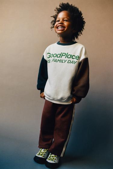 RAGLAN SLEEVE SWEATSHIRT WITH SLOGAN - Ecru by Zara