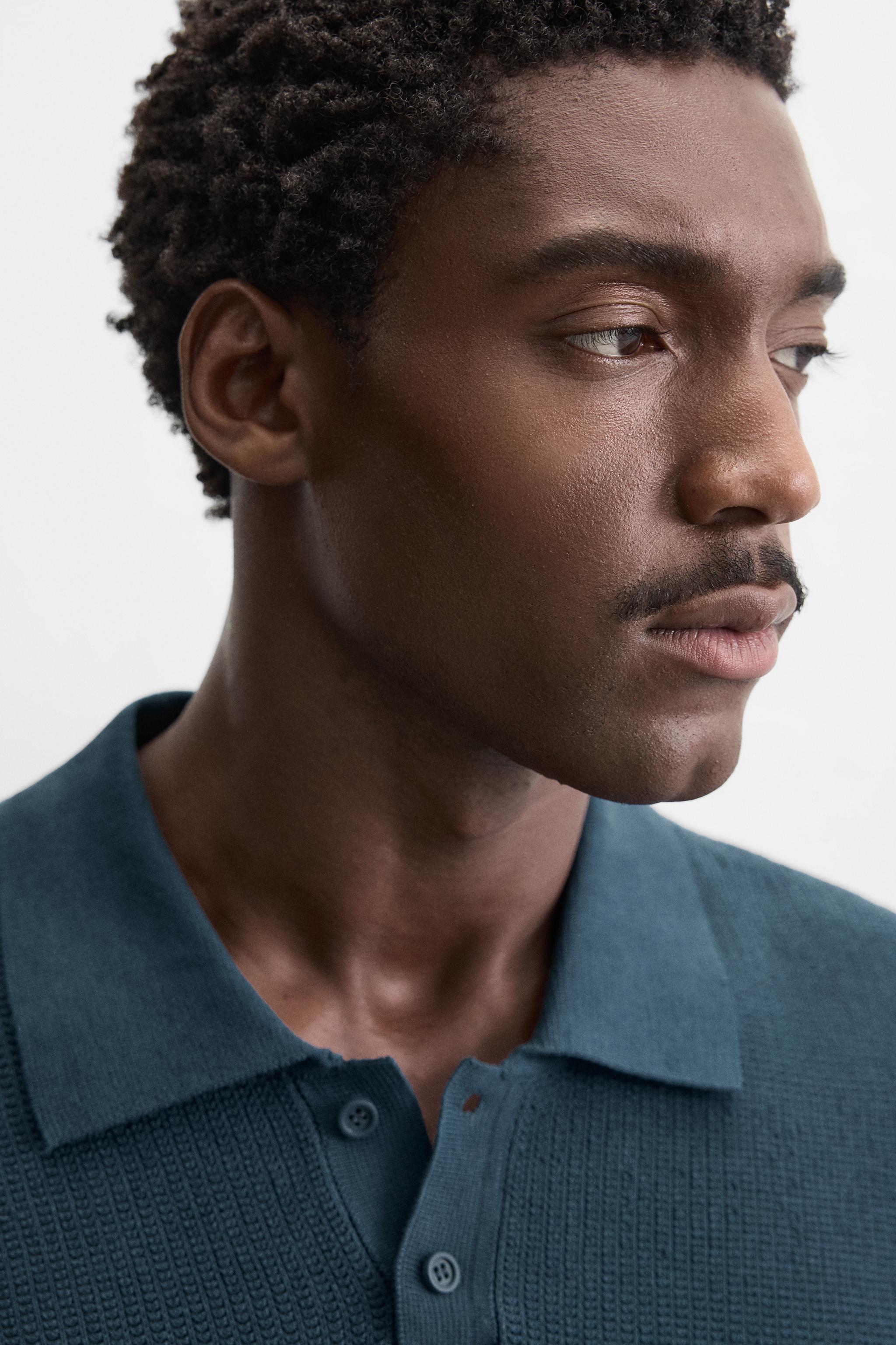 TEXTURED KNIT POLO SHIRT - Faded blue | ZARA United States