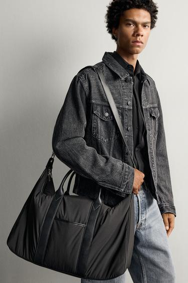 Zara COMBINED NYLON TRAVEL BAG - Black - Image 0