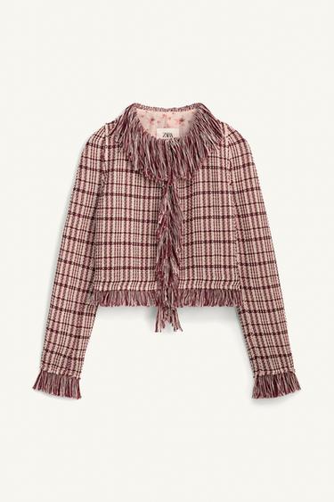 VESTE STRUCTURÉE À FRANGES ÉDITION LIMITÉE - Rose foncé de Zara - Image 5