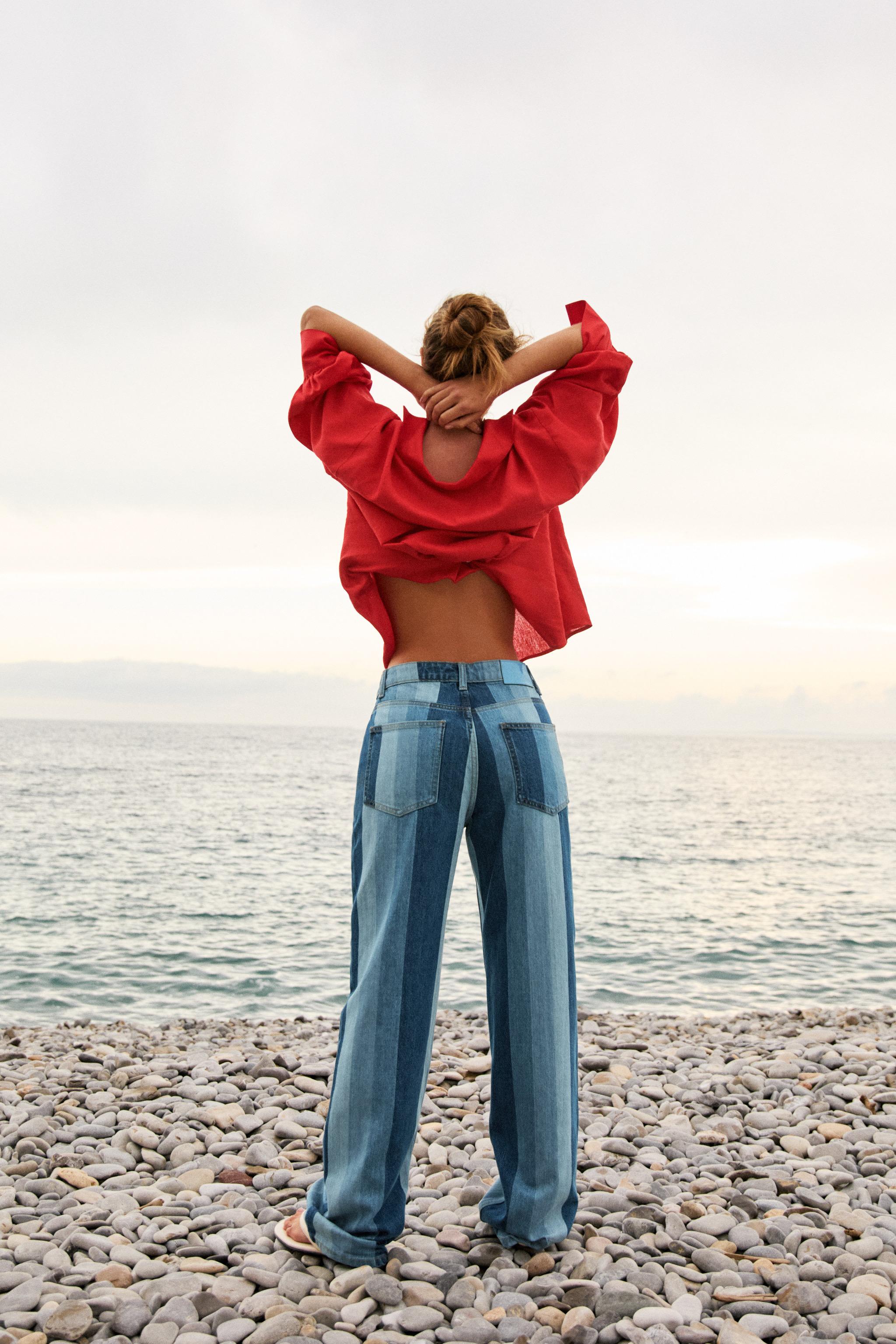 Женские джинсы Zara Z1975 STRIPED STRAIGHT JEANS — фото 3