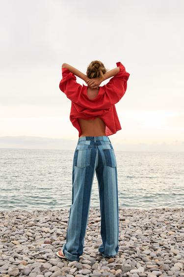 Z1975 MID-RISE STRIPED STRAIGHT JEANS - Mid-blue by Zara - Image 2