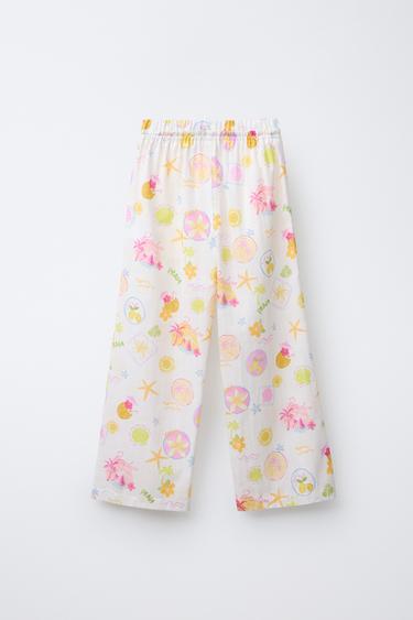 PANTALON DROIT IMPRIMÉ PLAGE - Écru de Zara - Image 1